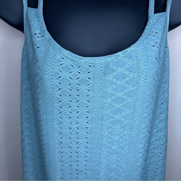 LARGE GREEN LACE STRETCH TANK FLOWY BOHO CASUAL - Picture 5 of 12